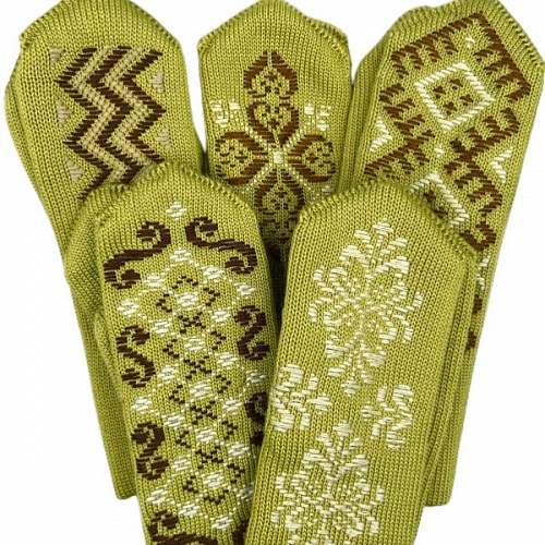 Женские двойные варежки с ручной вышивкой (орнамент №3) Женские двойные варежки с ручной вышивкой (орнамент №3)